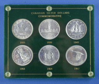 Six Canadian Commemorative Silver Dollars - 1935 1939 1949 1958 1964 1967