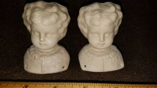 Vintage Set Of 2 Bisque Doll Heads