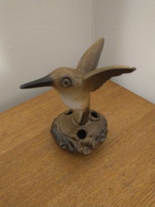 Rare Vintage Howard Pierce Ceramic Hummingbird Flower Frog Mcm