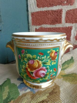 Antique Hand Painted French Sevres Floral Porcelain Cache Pot Jardinere As Found