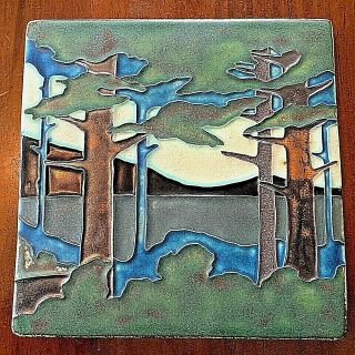 Motawi 8 " X 8 " Pine Landscape - Valley (summer) Arts And Crafts Art Tile