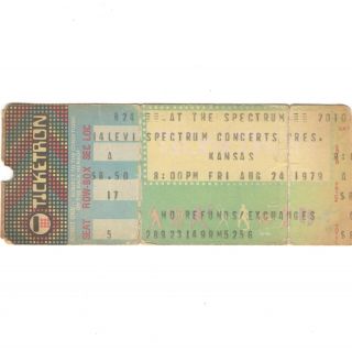 Kansas & Mahogany Rush Concert Ticket Stub Philadelphia Pa 8/24/79 Monolith Tour