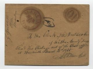 1855 Marlin Texas Stampless Cover Cds And 10 In Circle Rate [5809.  4]