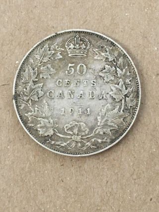 Canada Canadian George V Half Dollar 50 Cents 1911 About Very Fine Bargain Price