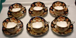 6) Royal Albert Heirloom Bone China Tea Cup & Saucers Set Imari Style N/r