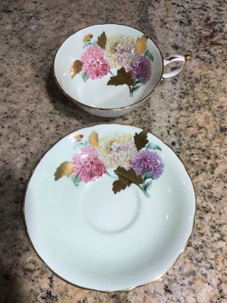 Paragon Bone China Chrysanthemum Tea Cup & Saucer Double Warrant