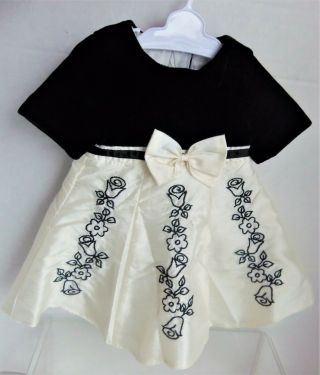 My Twinn 23 " Doll Black Velvet & Cream W/ Embroidered Flowers Dress