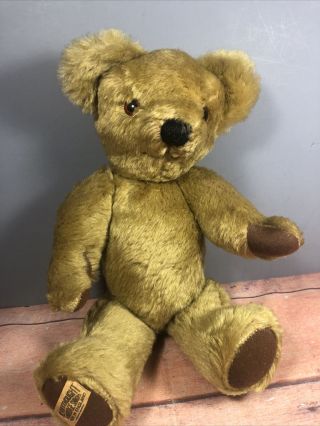 Vintage Merrythought Golden Tan Mohair Jointed Teddy Bear Made In England (5)