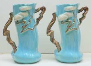 Vintage Roseville 582 - 8 Blue Ming Tree Vases