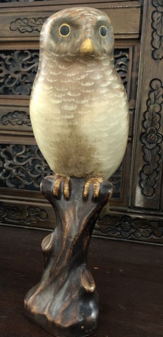 Rare 10” Mottahedeh Vintage Owl Figurine.  Cond.  Signed 6224/b