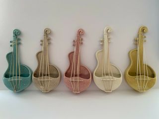 Set Of 5 Red Wing Violin Wall Pocket Planters M1484