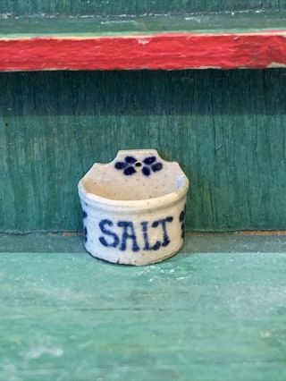 Vintage Jane Graber Stoneware Salt Cellar Crock Artisan Dollhouse Miniature 1:12