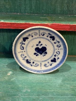 Jane Graber Miniature Stoneware Plate With Hearts,  Igma Artisan,  1:12 Scale 1991