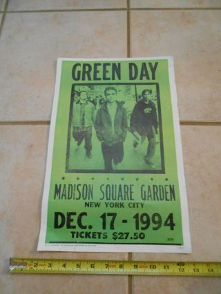 Vintage Green Day Concert Tour Poster 1994 Madison Square Gardens Music