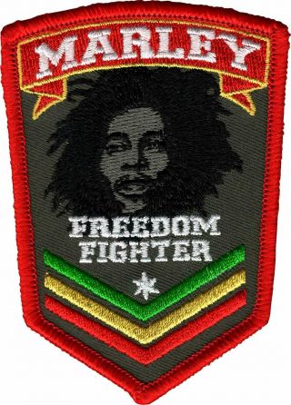 Bob Marley Freedom Fighter Embroidered 2.  5 " X 3.  5 " Patch (iron Or Sew On)