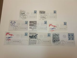 First Day Of Issue 1954 Us Air Mail 4 Cent Postcards And Covers Double Stamped