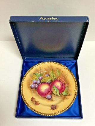 Aynsley D.  Jones Bone China Orchard Fruit Gilded 10.  5” Cabinet Plate Orig Box