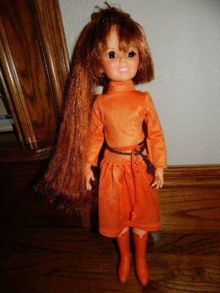 Vintage Ideal Crissy Doll Orange Dress Panties & Shoes