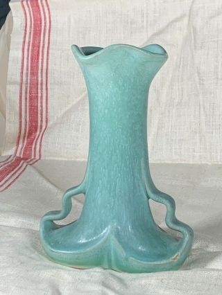 Weller Art Pottery Matte Green Double Handle Bud Vase