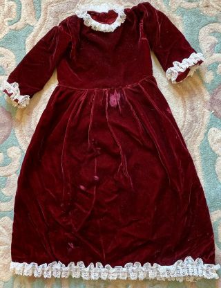 Vintage Velvet Dress For French Or German Bisque Doll Or Early Doll