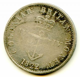 British West Indies 1/4 Dollar Silver Token 1822 Over 1 Hg Coin Lotjan9372