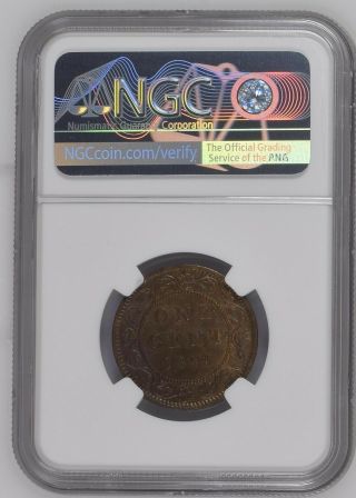 Canada,  Bronze Large 1 Cent,  1859,  Victoria,  Narrow 9,  NGC MS 63 Brown 2