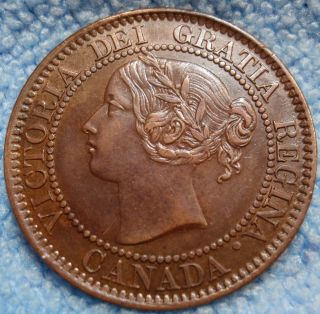 1859 Au - Unc Canada Large Cent Victoria Coin Canadian