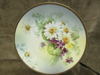 Circa 1910 Royal Rudolstadt Hand Painted Porcelain Plate Prussia Violets Daisies