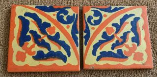 2 Vintage 1920s Catalina Monterey American Art Pottery Tile California Mission - 1