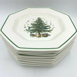 Nikko Christmastime Dinner Plates Set Of 8 Octagon Christmas Tree 10.  75 " Sh