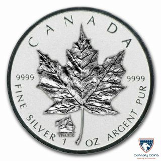 2012 1 Oz Canada Silver Maple Leaf Titanic Privy Bu