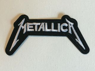 Metallica Logo White Black Embroidered Iron On Patch Thrash Metal Rock