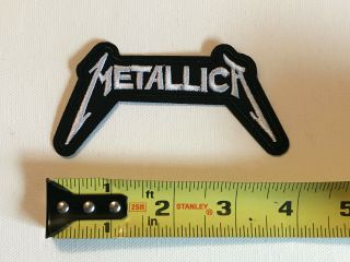 Metallica Logo White Black Embroidered Iron On Patch Thrash Metal Rock 2