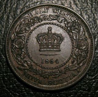 Old Canadian COINS 1864 NOVA SCOTIA CANADA HALF CENT BEAUTY 1/2 c 2