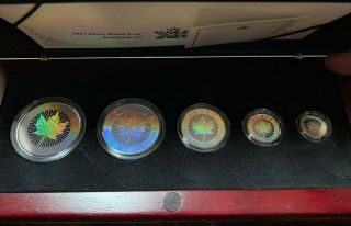 2003 Canada Hologram 5 - Coin Fine Silver Maple Leaf Set In Ogp Mp31