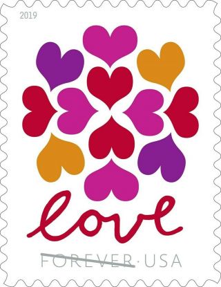 100 (5 X 20) Usps Forever Love Hearts Blossom Stamps First Class / Ship From Usa