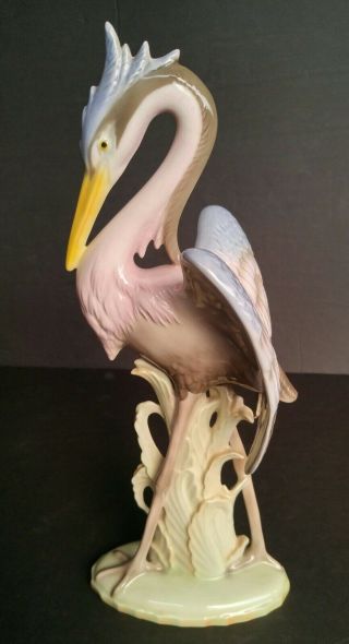 Ball Brothers California Art Ware Porcelain Ceramic Bird Figurine Crane Or Heron