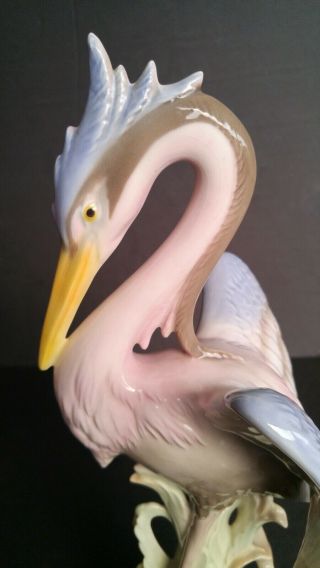 Ball Brothers California Art Ware Porcelain Ceramic Bird Figurine Crane or Heron 2