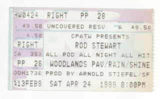 Rare Rod Stewart 4/24/99 Houston Tx The Woodlands Concert Ticket Stub