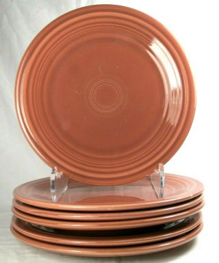 Vintage Fiestaware Homer Laughlin Luncheon Plates 1950s Rose Pink 9.  5 " Set Of 6