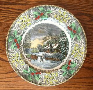 Antique Adams Winter Scenes Dinner Plate 