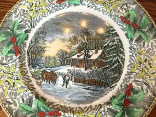 Antique Adams WINTER SCENES Dinner Plate ' THE SNOW STORM ' 10.  5 