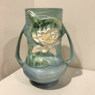 Vintage Roseville Pottery Water Lily Vase 76 - 8