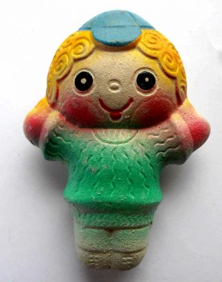 1950s Ussr Russian Soviet Rubber Toy Doll Cheerful Girl In Green