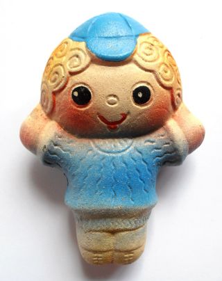 1950s Ussr Russian Soviet Rubber Toy Doll Cheerful Girl In Blue