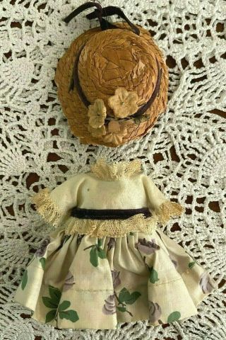 Vintage 1956 Nancy Ann Muffie Doll Dress 601 And Hat Tlc