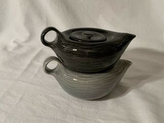 2 Steubenville Raymor Contempora Stacking Teapots Charcoal & Grey Ben Seibel