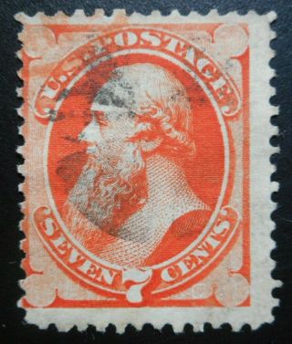 U.  S.  Stamp:scott160,  7c,  Orange Ver. ,  The Continental Banknote Co. ,  Issue Of 1873