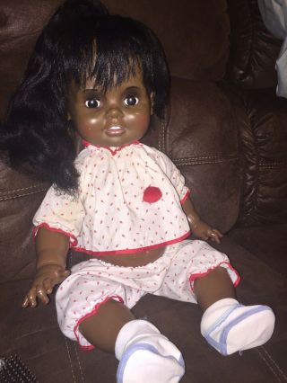 Vtg 1972 Ideal Baby Crissy Lifesize 24 " African American Baby Doll