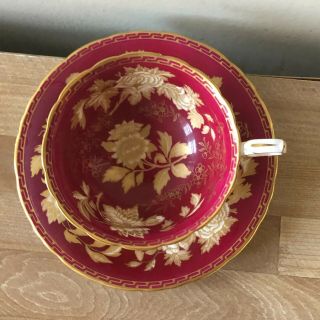 Lovely Wedgwood Tonquin Ruby Footed Cup & Saucer 3